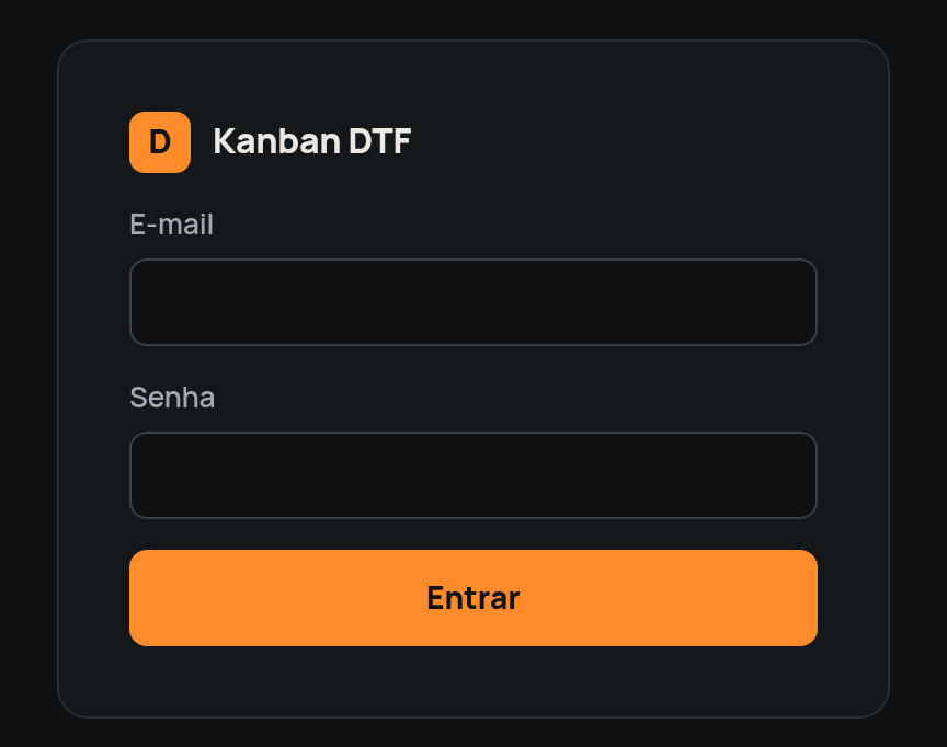 Tela de entrada do Kanban