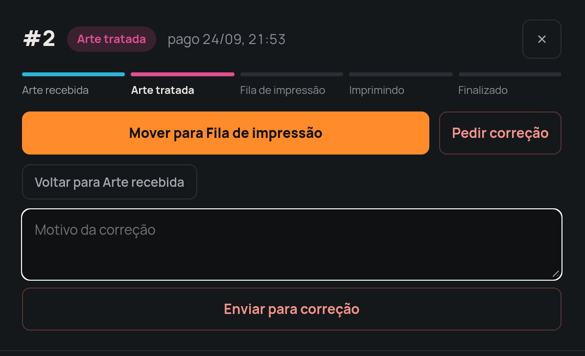 Botão Pedir correção